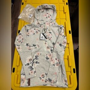 Ampersand XS Half Zip Floral Hooded Sweatshirt NEW!